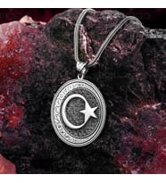 925 Ayar Gümüş Türk Boyları Ayyıldız Tasarım Erkek Kolye