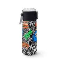 Coral High 500 ml Erkek Çocuk Siyah Mavi Grafiti Ayıcık Baskılı Çelik Termos Matara - Okul Suluğu
