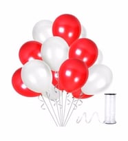 Kırmızı - Beyaz Balon 10 Adet ( Balonlar Sönüktür)