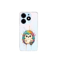 Tecno Spark 10 Pro ile Uyumlu Splash Kirpi Tasarımlı Şeffaf Silikon Kılıf