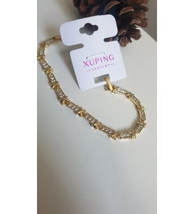 ÇELİK XoX TAŞLI BİLEKLİK MARKA GOLD RENK ANTİALERJİK 316L  KARARMAZ SERİ 17+2 CM 2 PARÇA