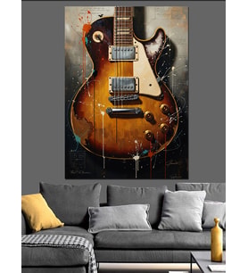 Klasik Elektro Gitar Portresi Dekoratif Kanvas - Mdf Ahşap Tablo