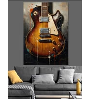 Klasik Elektro Gitar Portresi Dekoratif Kanvas - Mdf Ahşap Tablo