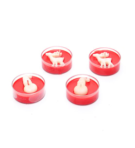 Yılbaşı 4lü Spice Orange Kokulu Kırmızı Kardanadam ve Geyik Temalı Tealight Mum Seti