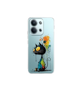 Xiaomi Redmi 15C 4G ile Uyumlu Splash Kedi Tasarımlı Şeffaf Silikon Kılıf