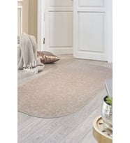 Dijidekor Halı Vizon Elit Yıkanabilir Saçaksız Oval Kesme İnce Yolluk Kilim Salon Halısı Modelleri (Açık Vizon)