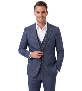 DeepSEA Lacivert 3 Parça Slim Fit Yelekli Erkek Takım Elbise – Çift Yırtmaçlı Modern Kesim 2601631