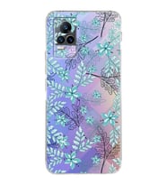 Vivo Y73 Uyumlu Kamera Korumalı Kapak Floral Su Yeşili Tasarımlı Şeffaf Silikon Kılıf