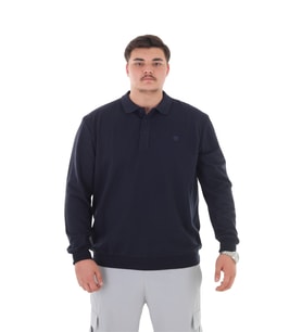 Erkek Büyük Beden 115-155 Kilo Arası İçin Uygun Uzun Kol Polo Yaka Mevsimlik Sweatshirt