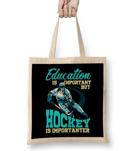 Funny Hockey Is Importanter Than Education Student Bez Çanta Uzun Saplı