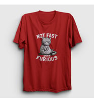 Presmono Unisex Kırmızı Not Fast Just Furious Cat Kedili T-Shirt 460558tt (Kırmızı)