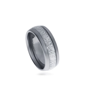 Erkek Beyaz Çizgi Detay Gümüş Renk Tungsten Yüzük