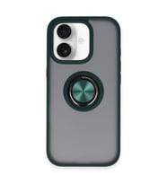 Iphone 16 Kılıf Montreal Yüzüklü Silikon Kapak - Yeşil