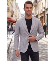 DeepSEA Erkek Slim Fit Ekose Mavi Blazer Ceket – Astarlı Kışlık Şık Spor Ceket 2702420