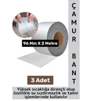 Ultra Güçlü Su Geçirmez Isıya Dayanıklı Alüminyum İzolasyon Tamirat 96 Mm X 2 Metre Çamur Bant 3 Adt
