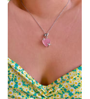316L Pembe Kalp Kolye