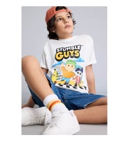 Defacto Sumble Guys Baskılı Ekru Erkek Çocuk T-Shirt H0227A8/ER105