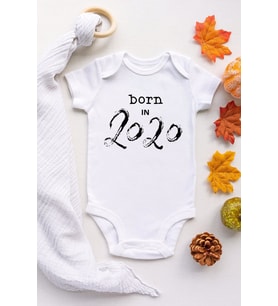 Çocuk Beyaz Born In 2020 Kısa Kol Çıtçıtlı Body