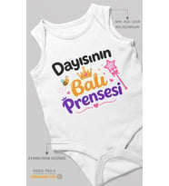 Dayısının Ballı Prensesi Sıfır Kol Bebek Zıbını %100 Pamuk