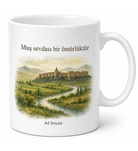 Muş Memleket Temalı Kişiye Özel Baskılı Kupa Bardak Hediye