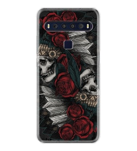 TCL 10L 10 Plus 10SE 20E 20SE 30SE L7 Kılıf Desemli Silikon Skull Rose 1673
