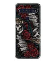 TCL 10L 10 Plus 10SE 20E 20SE 30SE L7 Kılıf Desemli Silikon Skull Rose 1673