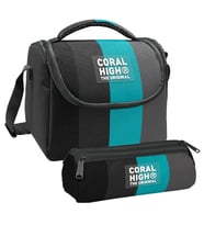 Coral High Erkek Çocuk Siyah Turkuaz Çizgili Thermo Beslenme Çantası ve Üç Bölmeli Kalem Çantası Seti