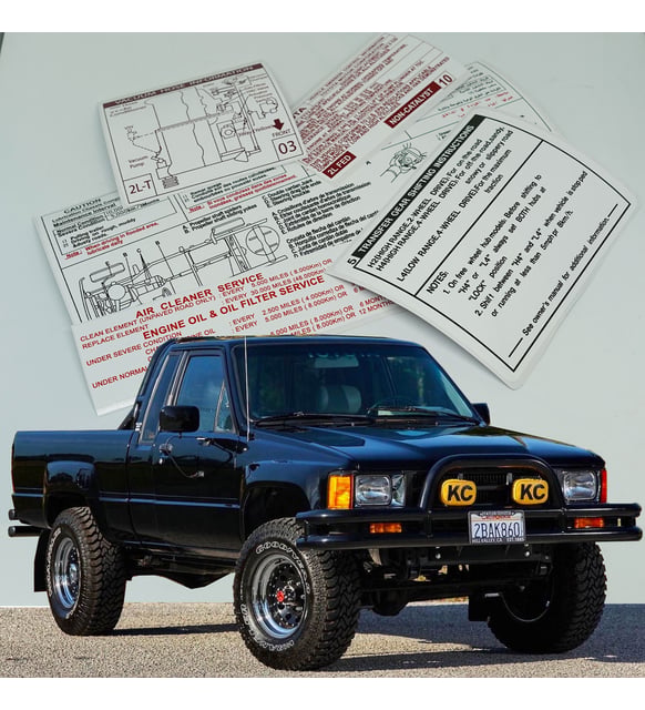 TOYOTA HILUX LN65 1983 1987 KAPUT ALTI RESTORASYON UYARI ETİKET SETİ