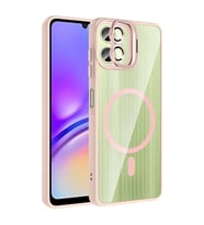 Coverzone Samsung Galaxy A07 ile Uyumlu Z-Etro MagSafe Wireless ?arj Destekli, G��l� Manyetik Tutucu, Stand Olabilen, Kamera Lens Hediyeli Koruyucu K?l?f Pembe