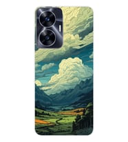 Realme C55 Uyumlu Doğa ve Bulut Desenli Şeffaf Telefon Kılıfı