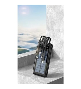 Powerbank10000 Mah Güneş enerjili Göstergeli Powerbank Solar Fenerli Güneş Enerjili Type C - Lightning - Micro USB - USB Kablolu Powerbank Taşınabilir Şarj Aleti Hızlı Şarj Aleti