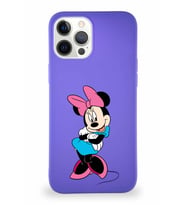 Apple iPhone 12 Pro Max Soft Premier Kapak Minnie Mouse-D Tasarımlı Silikon Kılıf - Mor (Şeffaf)