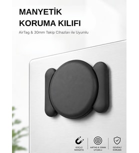Gözcü Mobil Airtag Manyetik Koruma Kılıfı Çift Mıknatıslı Darbeye Dayanıklı Airtag Takip Cihazı Kılıfı Uyumlu Motosiklet Araç Eşya Yapıştırılabilir Tutucu Aksesuar