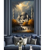 Gün Batımında Tarihi İstanbul Camii Dekoratif Kanvas - Mdf Ahşap Tablo