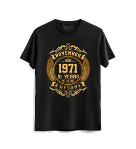 Vintage Gold Awesome Series November 1971 Siyah Tshirt