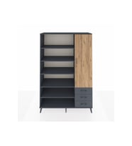 Hyperion Dolap 9 Raflı 3 Çekmeceli Tek Kapaklı  132x44x195 Antrasit-Çam/Antrasit
