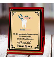 Diş Hekimi Baskılı Plaket (1. Tasarım)  Kişiye Özel (Kırmızı)