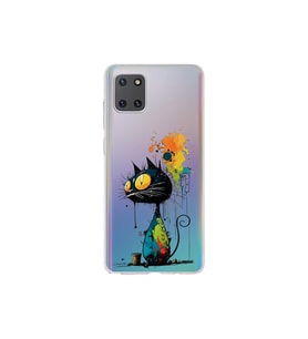 Samsung Galaxy Note 10 Lite ile Uyumlu Splash Kedi Tasarımlı Şeffaf Silikon Kılıf