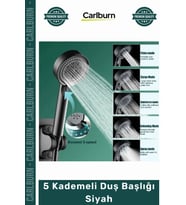 #DuşBaşlığı Modern Şık Tasarım Fonksiyonlu Banyo Aksesuarı Mat Estetik 5 Kademeli Duş Başlığı Siyah