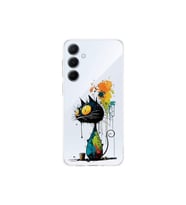 Samsung Galaxy A55 ile Uyumlu Splash Kedi Tasarımlı Şeffaf Silikon Kılıf