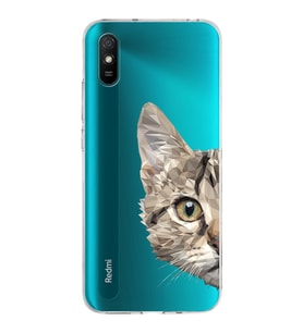 Xiaomi Redmi 9A Uyumlu Kapak Catface Tasarımlı Şeffaf Silikon Kılıf