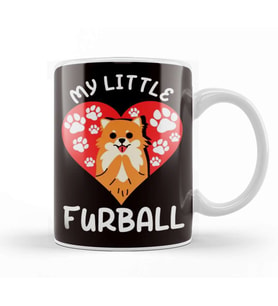 Little Fur Ball Pomeranian Pommy Pom Dog Breed German Spitz Kupa Bardak Porselen