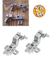 Alüminyum Açılı menteşe 2li Metal cam Kapak menteşesi deve boynu (Gri - Ekru)