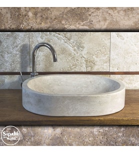 Sipahi Marble Traverten Oval Lavabo