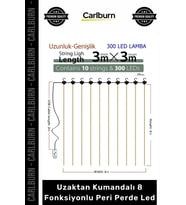 8 Fonksiyonlu Peri Perde Led Uzaktan Kumandalı Günışığı Perde Peri Led (3 mt x 3 mt)