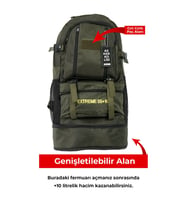 Haki Büyük Boy Sırt Çantası 65 lt Körüklü Outdoor Dağcı Çanta