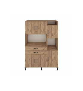 Hyperion Gardrop 9 Raflı 2 Çekmeceli 6 Kapaklı 132x44x195 Çam-Çam