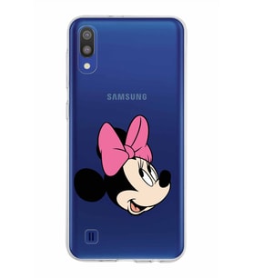 Samsung Galaxy M10 Kapak Minnie Mouse Tasarımlı Şeffaf Silikon Kılıf