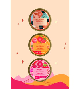 Exotic Matcha 3'lü Set - Strawberry Matcha, Mango&Strawberry Matcha, Raspberry&Strawberry Matcha