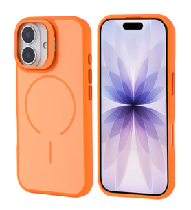 iPhone 17 Kılıf M-safe Şarj Özellikli Kamera Standlı Notron Kılıf (Turuncu)